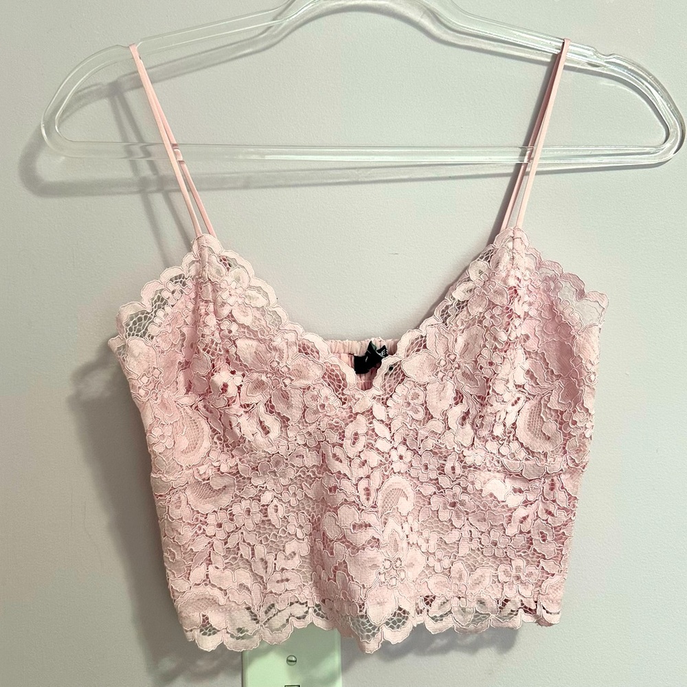 Express pink lace crop top
